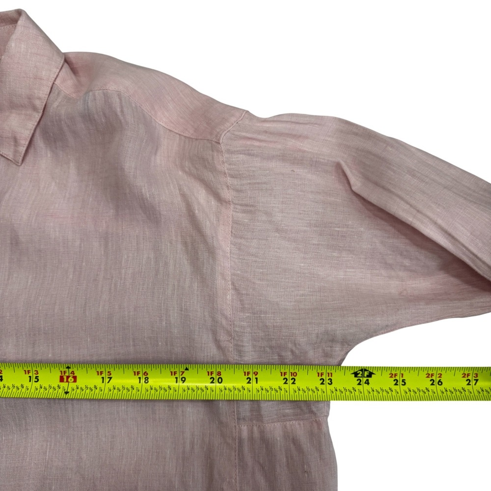 J McLaughlin Linen Shirt Womens Size S Popover Pink Long Sleeve Casual Top - Picture 12 of 15